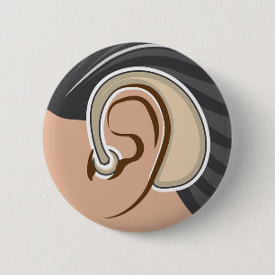 Hearing Aid 6 Cm Round Badge