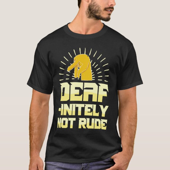 Hearing Aid Deaf Pride ASL hand sign language Deaf T-Shirt (Front)