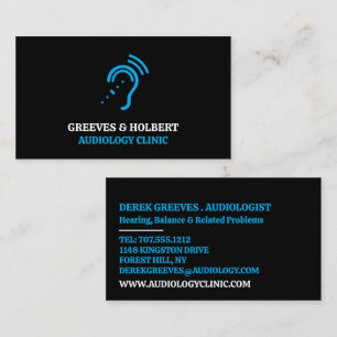 Hearing Aid Design, Audiologist, Audiology Clinic Business Card