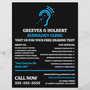 Hearing Aid Design, Audiologist, Audiology Clinic Flyer
