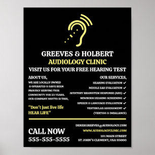 Hearing Aid Design, Audiologist, Audiology Clinic Poster