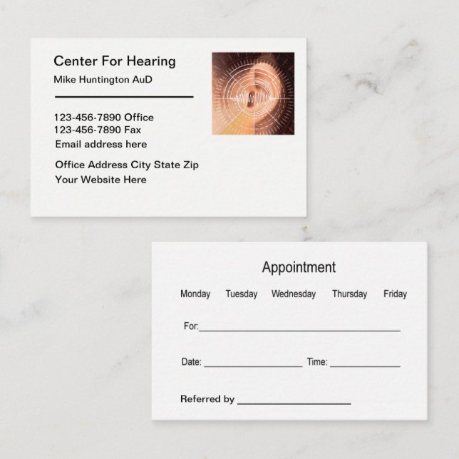 Hearing Aids ENT Appointment Business Cards (Front/Back)