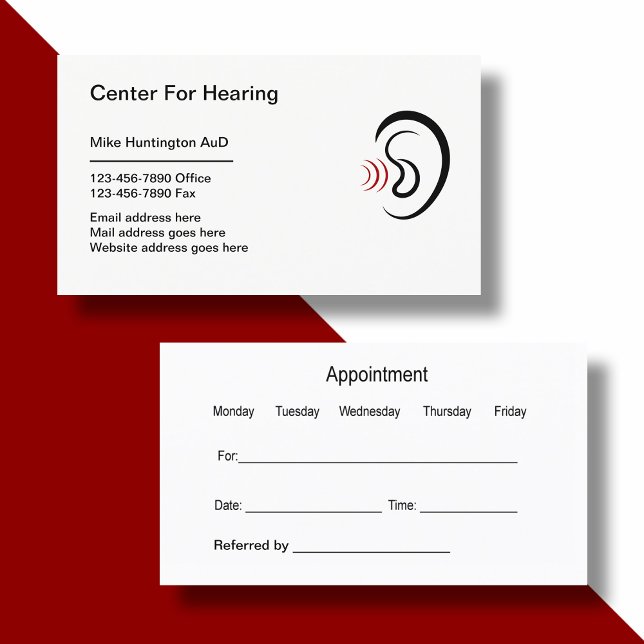 Hearing Aids ENT Business Cards (hearing appointment)