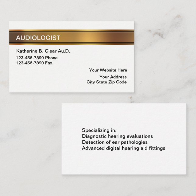 Hearing Audiologist Business Cards (Front/Back)