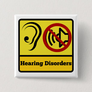 hearing disolder square yellow 15 cm square badge