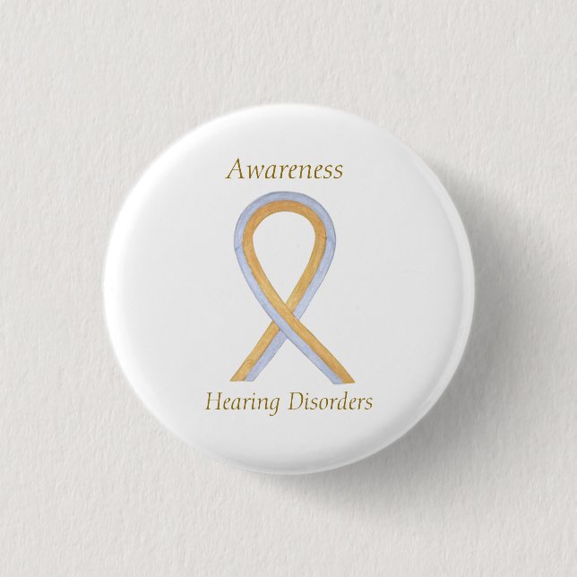 Hearing Disorders Awareness Ribbon Custom Pin (Front)