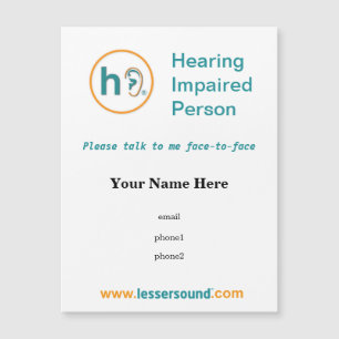 Hearing Impaired 4.24"x5.6" laminated magnetic ID