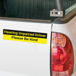 Hearing Impaired Driver Warning Bumper Sticker