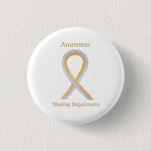 Hearing Impairments Awareness Ribbon Angel Pin