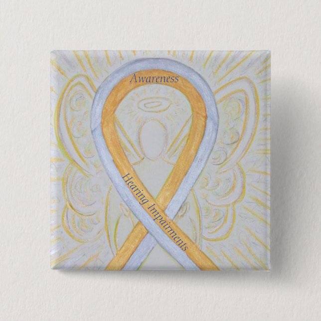 Hearing Impairments Awareness Ribbon Angel Pin (Front)