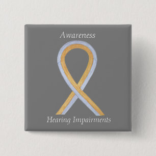 Hearing Impairments Awareness Ribbon Angel Pin