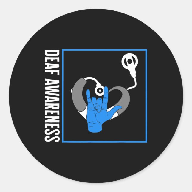 Hearing Loss Awareness Deaf Cochlear Implant ASL H Classic Round Sticker (Front)