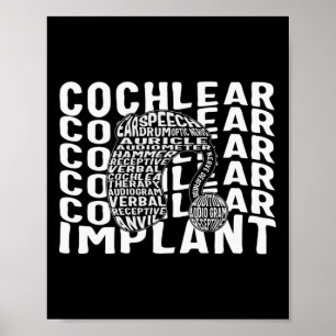 Hearing Loss Awareness Deaf Cochlear Implant ASL H Poster