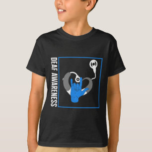 Hearing Loss Awareness Deaf Cochlear Implant ASL H T-Shirt