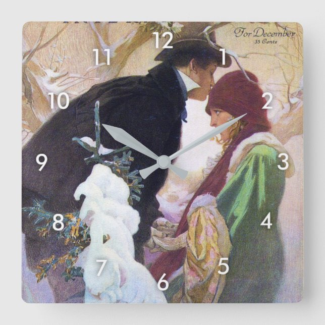 Hearst's International Cover, Alphonse Mucha Square Wall Clock (Front)