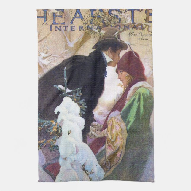 Hearst's International Cover, Alphonse Mucha Tea Towel (Vertical)