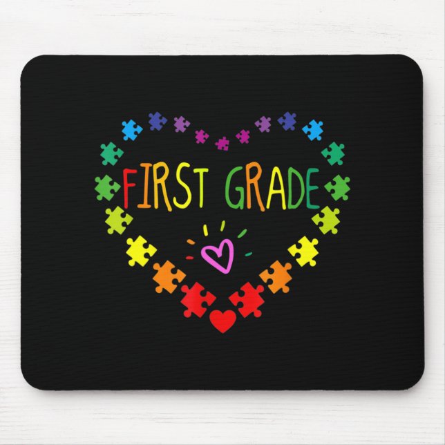Heart 100th Day of 1st grade Teacher Autism Awaren Mouse Mat (Front)