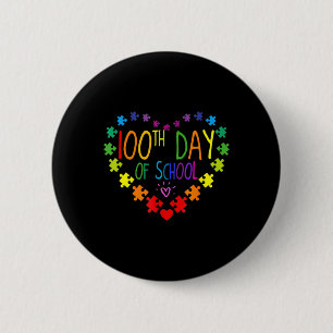 Heart 100th Day of School Teacher Autism Awareness 6 Cm Round Badge