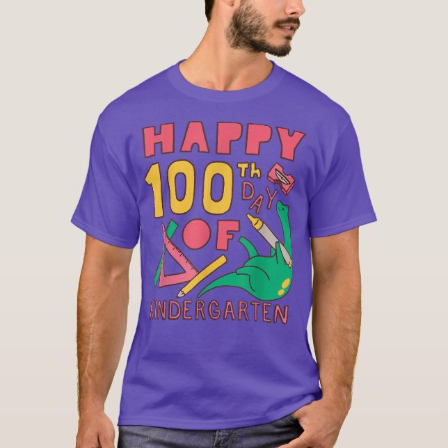 Heart 100th Day of School Teacher Autism Awareness T-Shirt (Front)