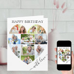 Heart 11 Photo Collage with Love Script Birthday Card<br><div class="desc">Say Happy Birthday with a love heart photo collage, personalised birthday card. The photo template is set up for you to add your pictures, working in rows from top to bottom. The photo collage holds 11 photos which are displayed in a mix of portrait, landscape and square / instagram formats....</div>