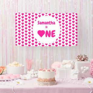 Heart 1st Birthday Banner