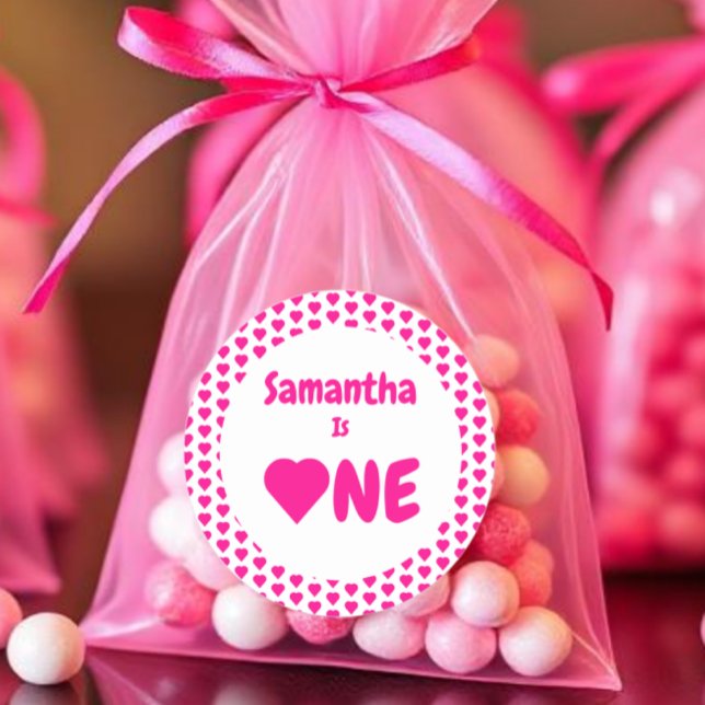 Heart 1st Birthday Classic Round Sticker (Creator Uploaded)