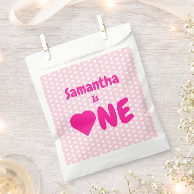 Heart 1st Birthday Favour Bags (Clipped)