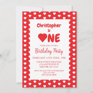 Heart 1st Birthday Invitation