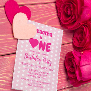 Heart 1st Birthday Invitation