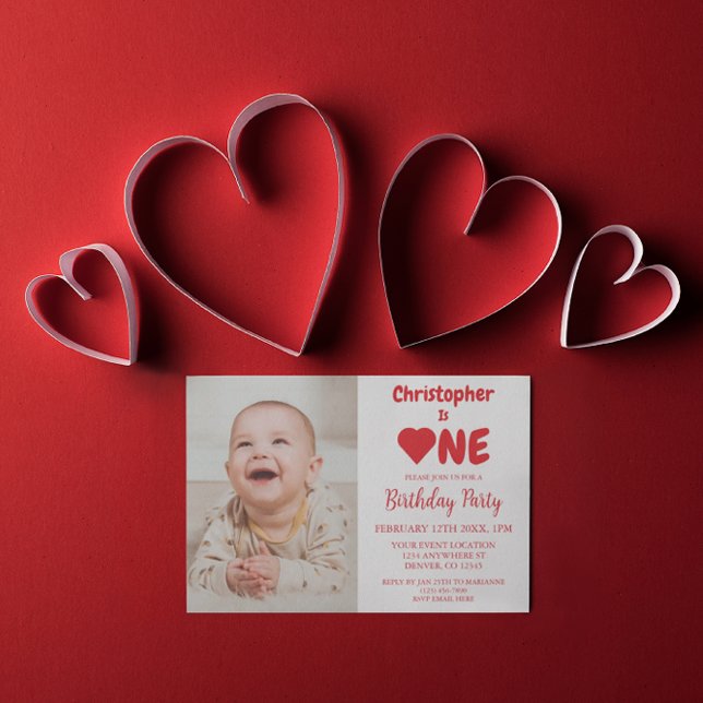 Heart 1st Birthday Invitation (Creator Uploaded)