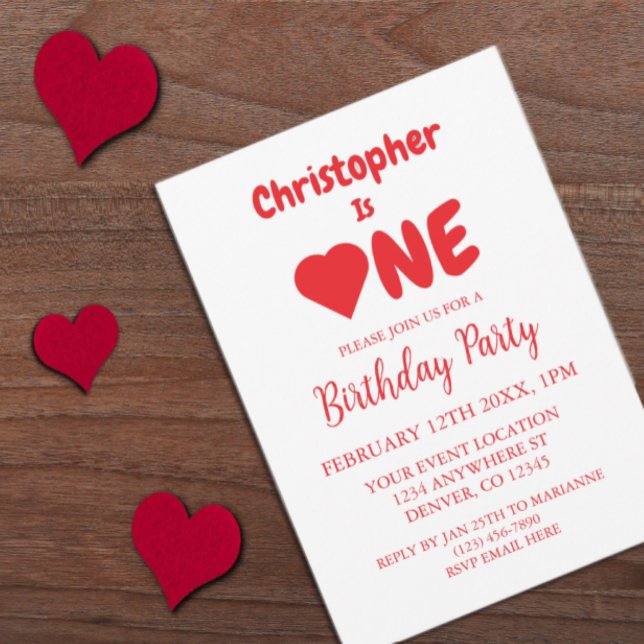 Heart 1st Birthday Invitation (Creator Uploaded)