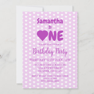 Heart 1st Birthday Invitation