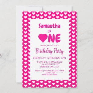 Heart 1st Birthday Invitation
