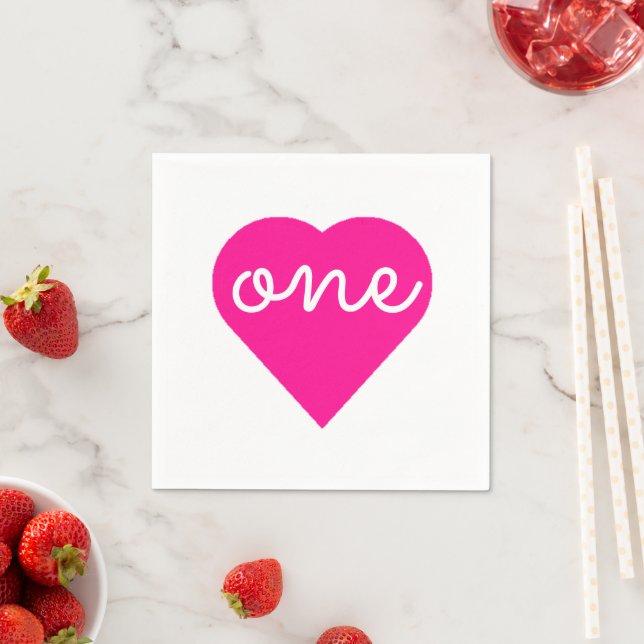 Heart 1st Birthday Napkin (Insitu)