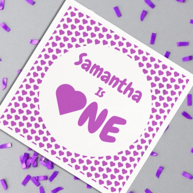 Heart 1st Birthday Napkin (Creator Uploaded)