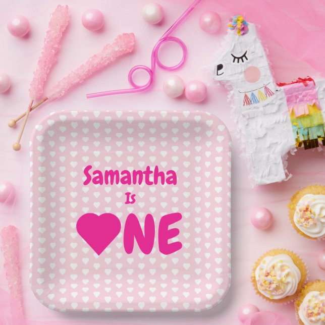 Heart 1st Birthday Paper Plate (Party)