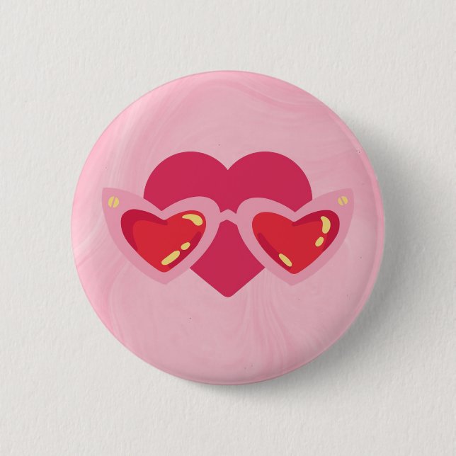 Heart 6 Cm Round Badge (Front)
