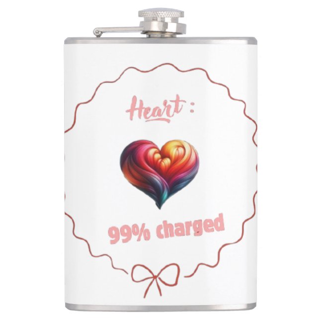  Heart 99% Charged Hip Flask (Front)