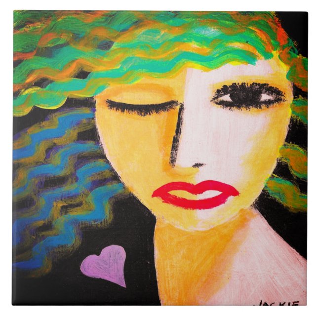 Heart Abstract Portrait of a Woman Tile (Front)