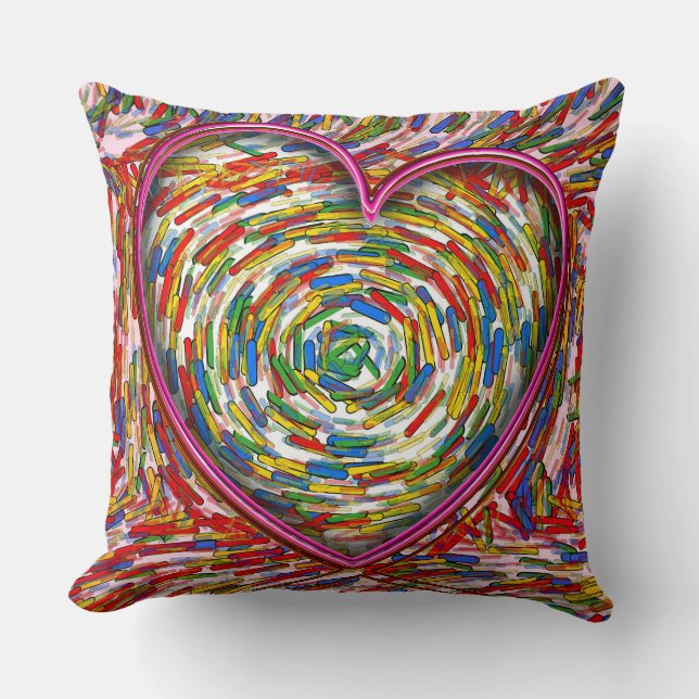 Heart Abstract Swirl Sprinkles Art Love Cushion (Front)