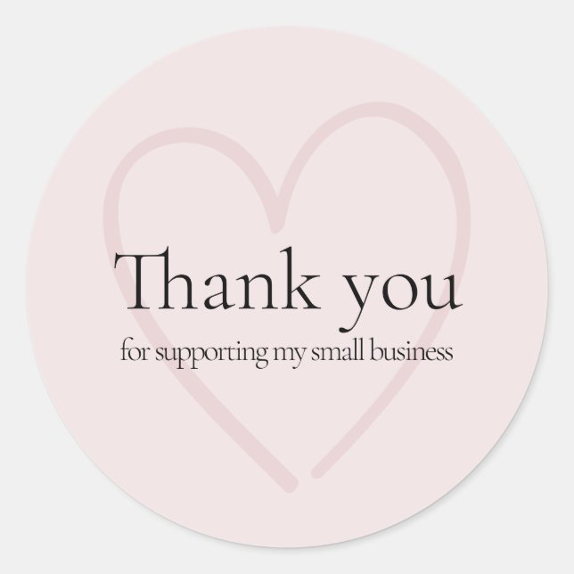 Heart Aesthetic Blush thank you small business Classic Round Sticker (Front)