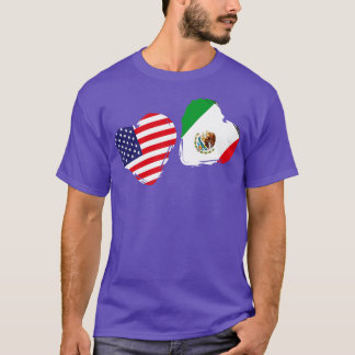 Heart American Flag Mexico Mexican T-Shirt