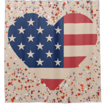 Heart American Flag Shower Curtain