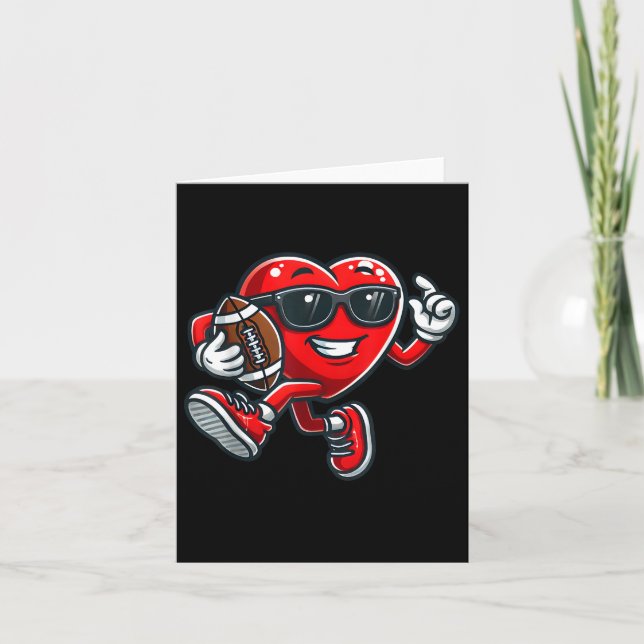 Heart American Football Valentines Day Boys Men Ki Card (Front)