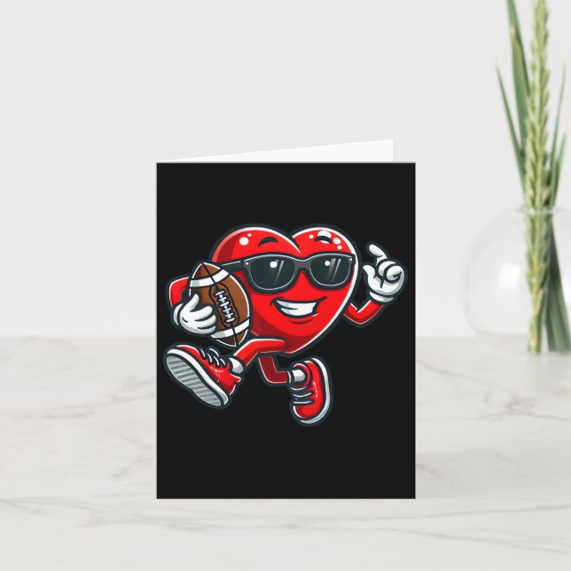 Heart American Football Valentines Day Boys Men Ki Card (Front)