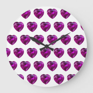 Heart Amethyst Gemstone of February Purple Large C Clock