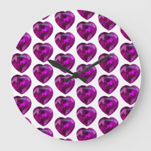 Heart Amethyst Gemstone of February Purple Large Clock