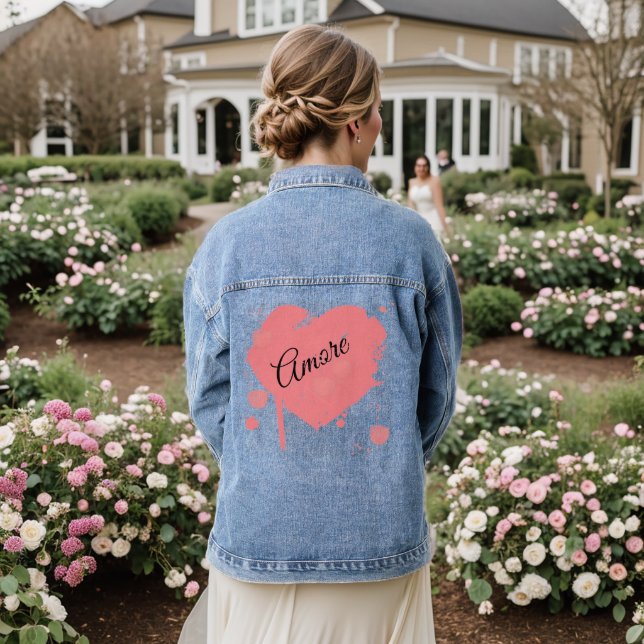 Heart  “Amore” Grunge Denim Jacket (Wedding Back)