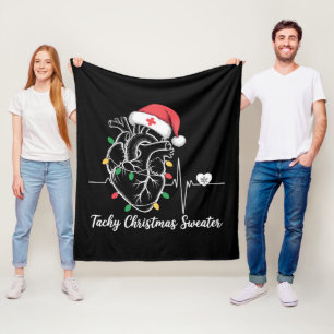 Heart Anatomy Christmas Nurse Cardiac Tachy Xmas Fleece Blanket