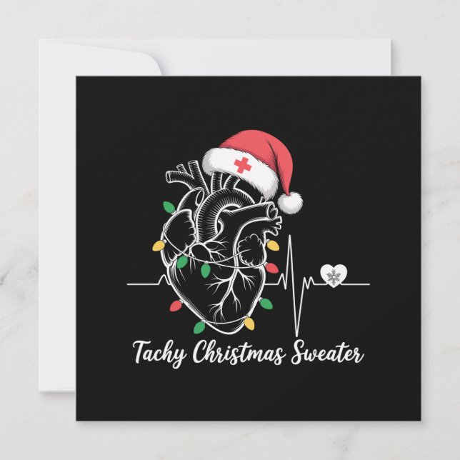 Heart Anatomy Christmas Nurse Cardiac Tachy Xmas Holiday Card (Front)
